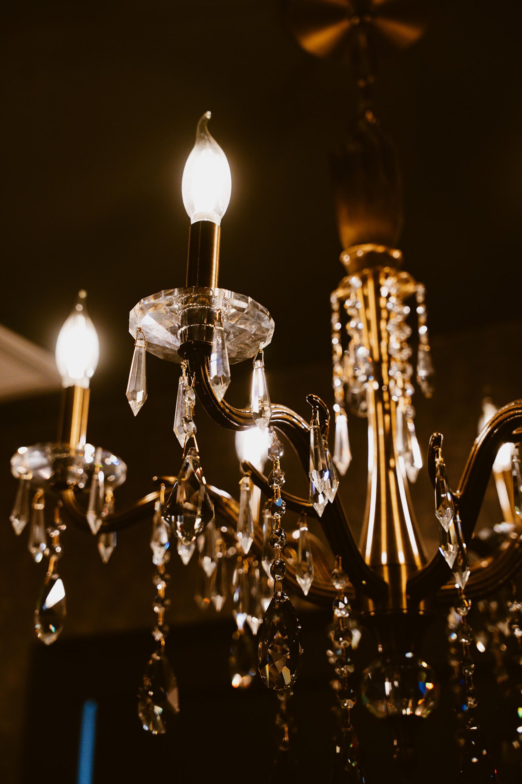 Ornate chandelier illuminating the speakeasy atmosphere