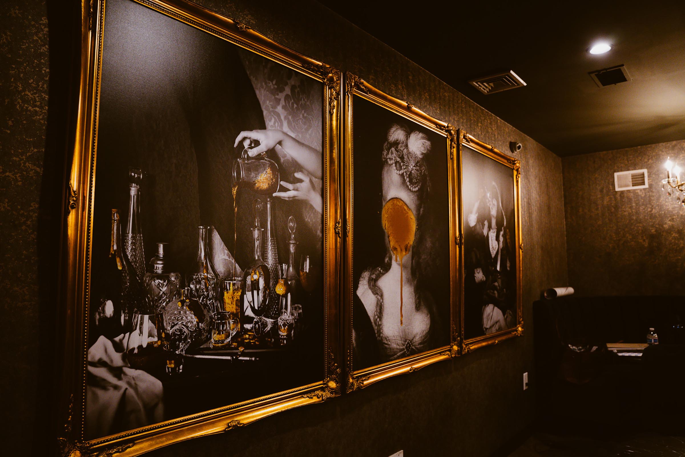 Framed artwork adorning the lounge walls