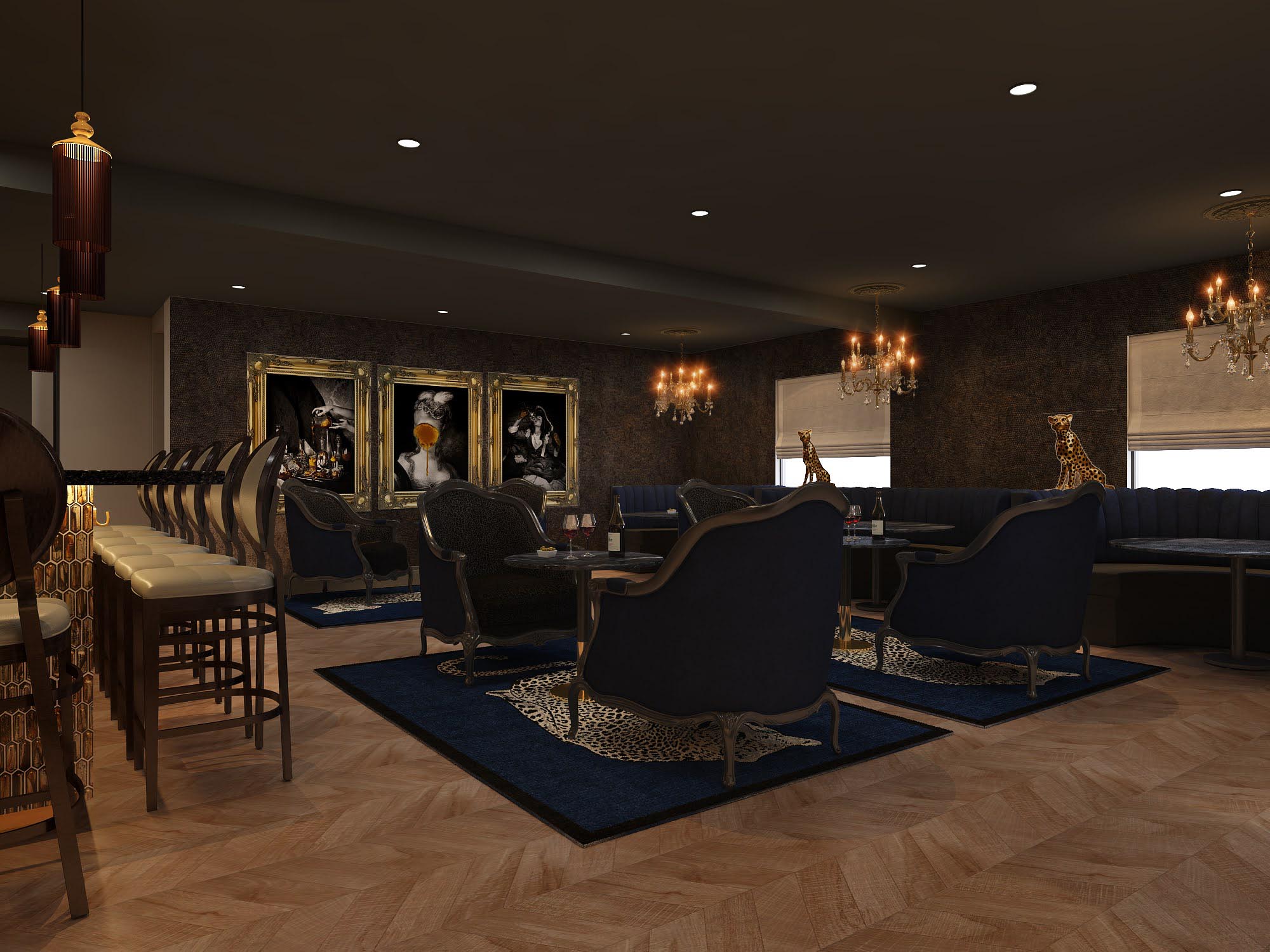 Wide view of The Hidden Flask Lounge interior